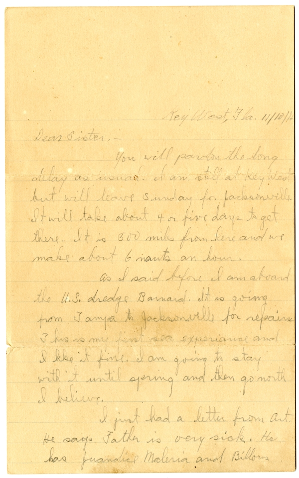 Letter from Algy Knox Bevins to Merie Rieck - November 10, 1916