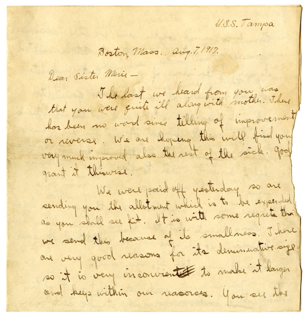 Letter from Algy Knox Bevins to Merie Rieck - August 7, 1917