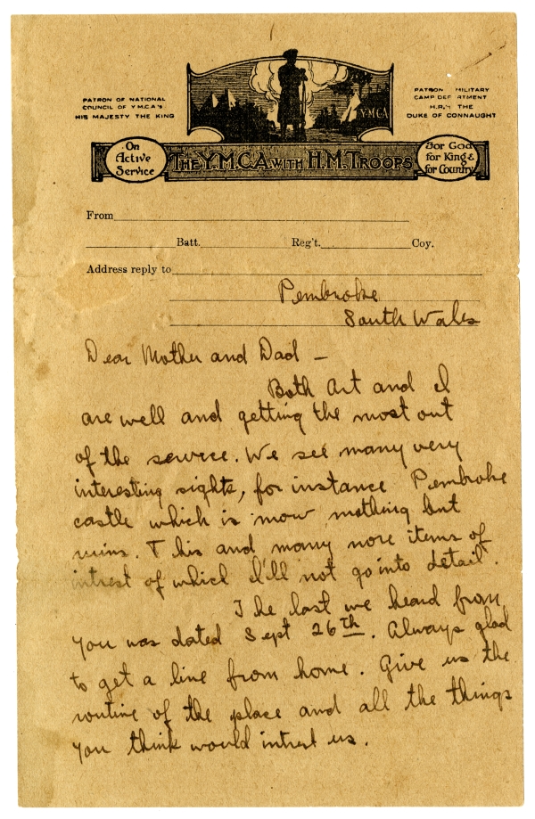 Letter from Algy Knox Bevins to William and Minnie Bevins - ca. 1917