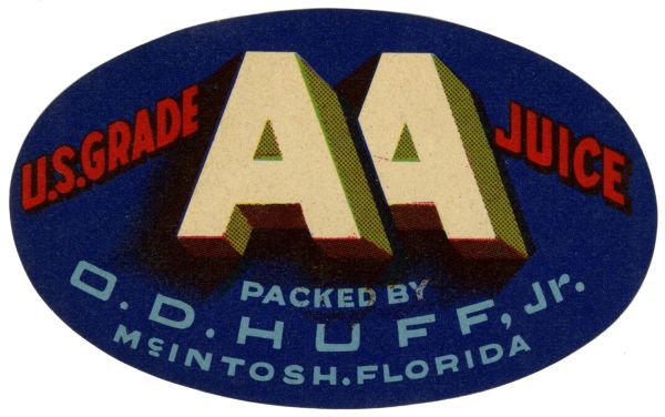 AA Juice Fruit Label