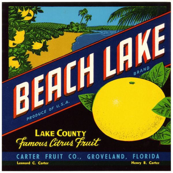 Beach Lake Brand Citrus Label