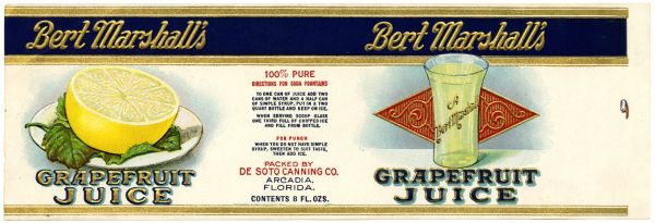 Bert Marshall's Grapefruit Juice Label