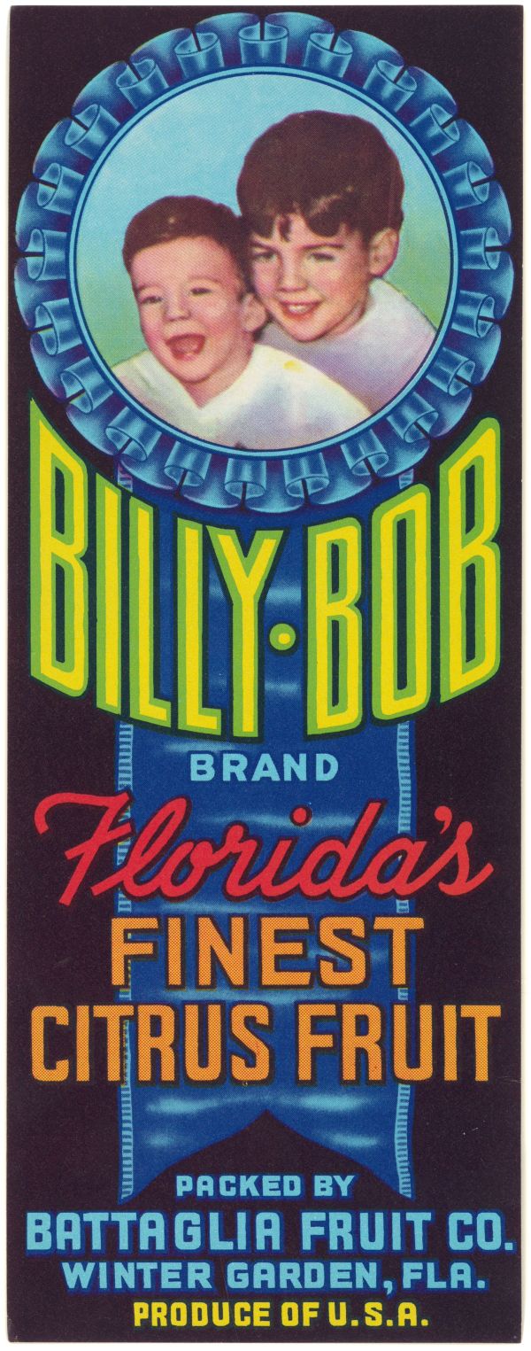 Billy Bob Brand Florida's Finest Citrus Fruit Label