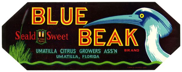 Blue Beak Brand Citrus Label