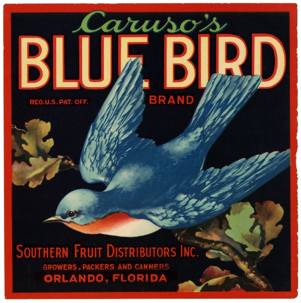 Caruso's Blue Bird Brand Fruit Label