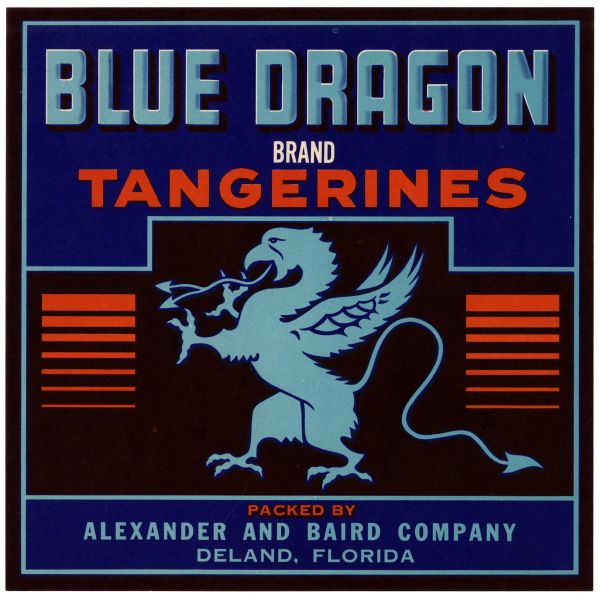 Blue Dragon Brand Tangerines Label