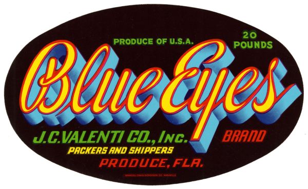 Blue Eyes Brand Produce Label