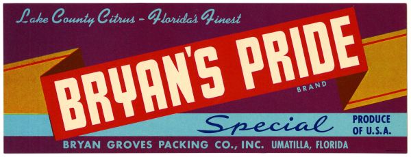 Bryan's Pride Brand Citrus Label