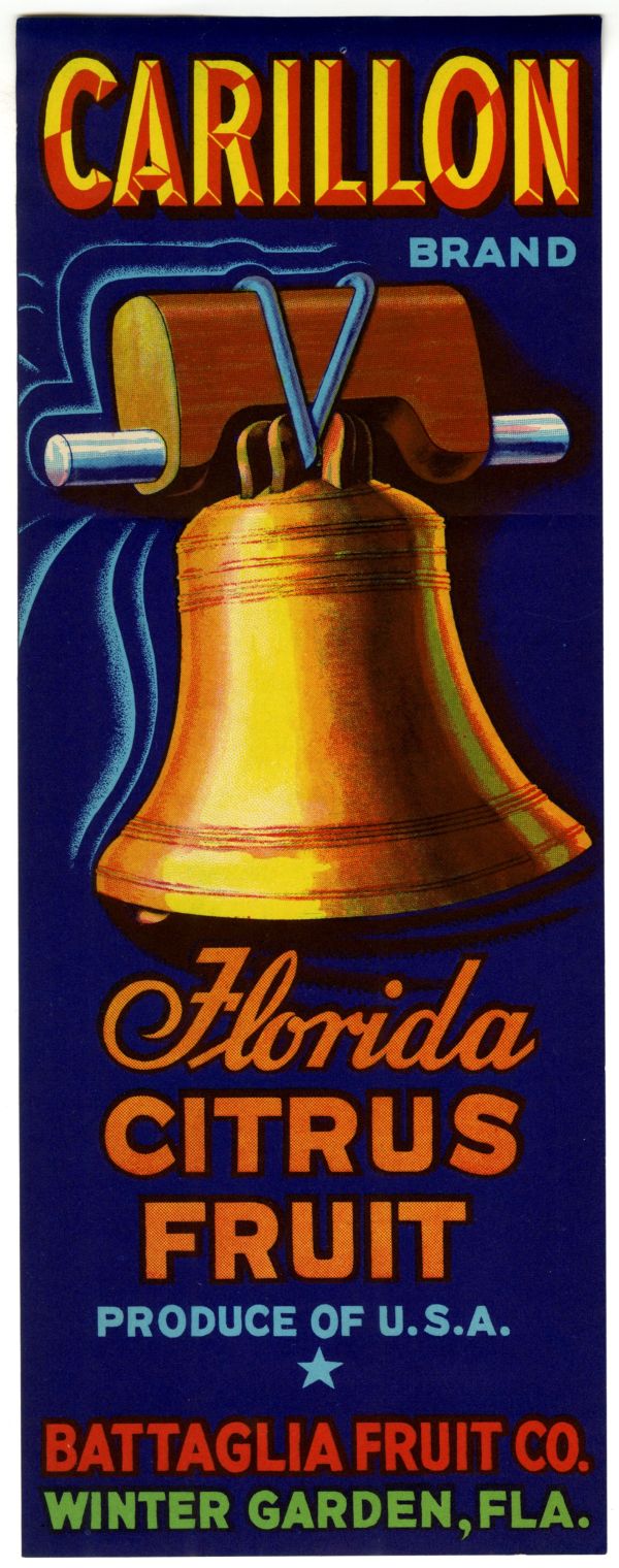 Carillon Brand Florida Citrus Fruit Label