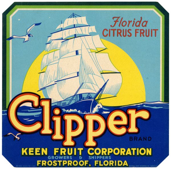 Clipper Brand Florida Citrus Fruit Label