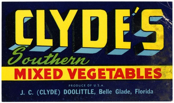 Clyde's Southern Mixed Vegetables Label