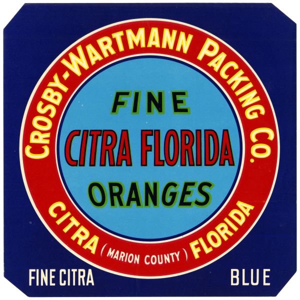 Label for Fine Citra Oranges - Blue