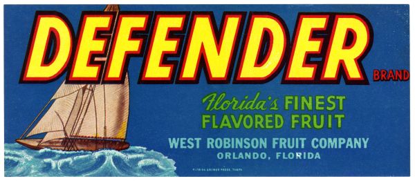 Defender Brand Fruit Label