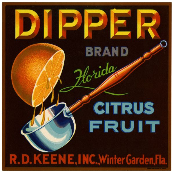 Dipper Brand Florida Citrus Fruit Label