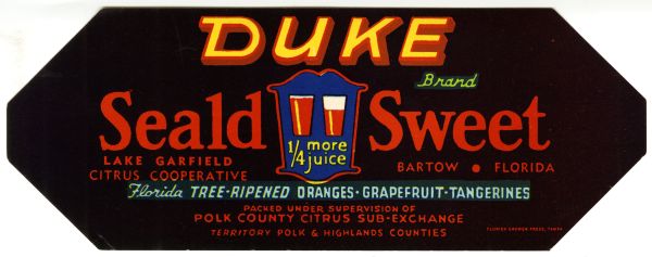 Duke Brand Citrus Label