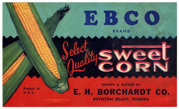 EBCO Brand Sweet Corn Label