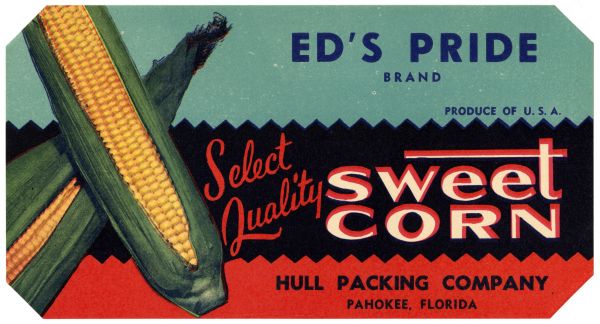 Ed's Pride Brand Sweet Corn Label