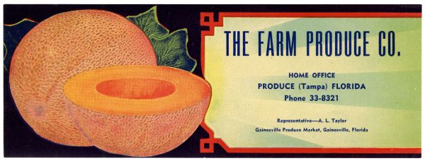 The Farm Produce Company Cantaloupe Label