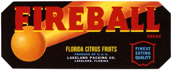 Fireball Brand Florida Citrus Fruit Label