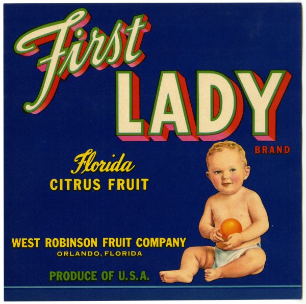 First Lady Brand Florida Citrus Fruit Label