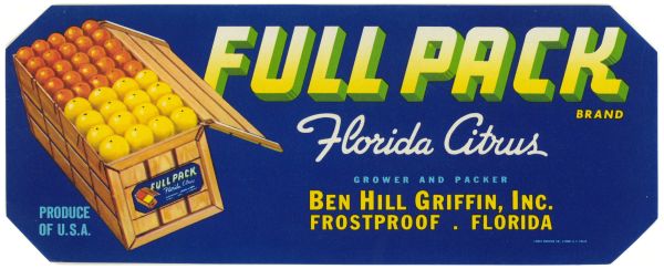 Full Pack Brand Florida Citrus Label