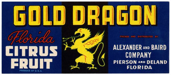 Gold Dragon Florida Citrus Fruit Label