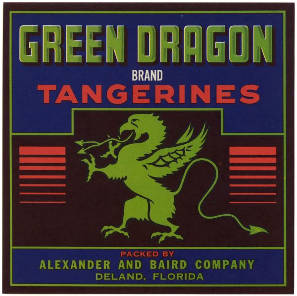 Green Dragon Brand Tangerines Label