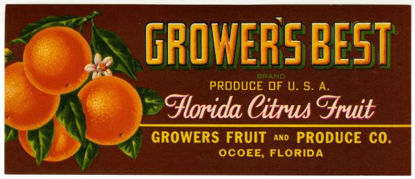 Grower's Best Brand Citrus Label