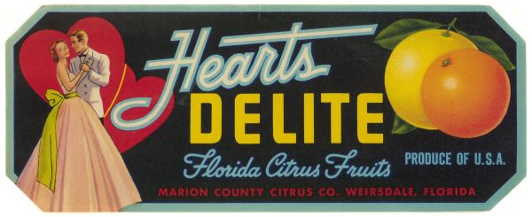 Hearts Delite Florida Citrus Fruit Label