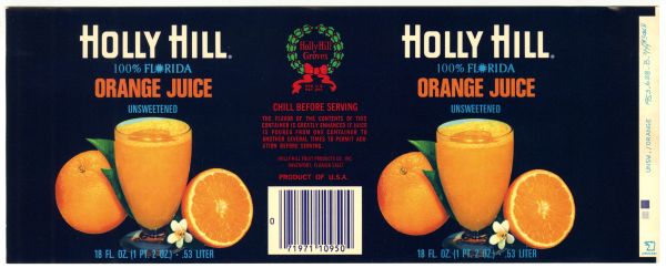 Holly Hill Orange Juice Orange Label