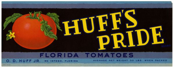 Huff's Pride Florida Tomatoes Label