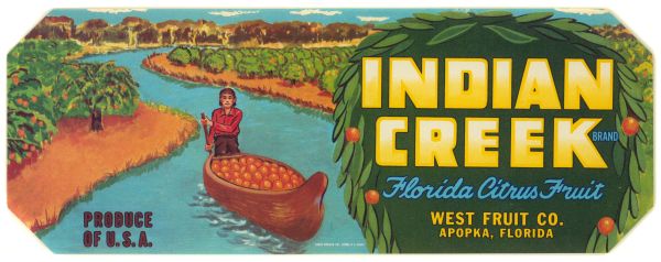 Indian Creek Brand Florida Citrus Fruit Label