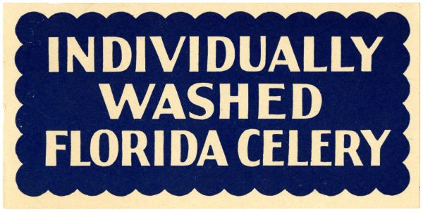 Individually Washed Florida Celery Label