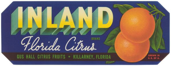 Inland Brand Florida Citrus Label