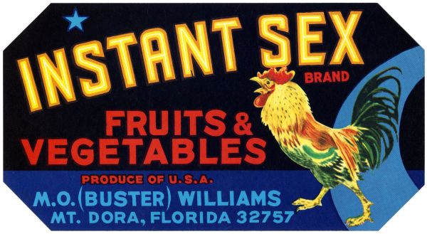Instant Sex Brand Fruits and Vegetables Label