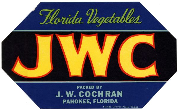 JWC Florida Vegetables Label