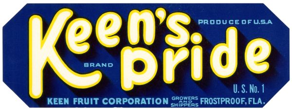 Keen's Pride Brand Fruit Label