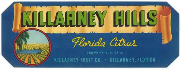 Killarney Hills Florida Citrus Label