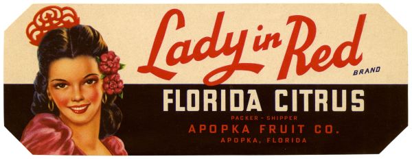 Lady in Red Brand Florida Citrus Label