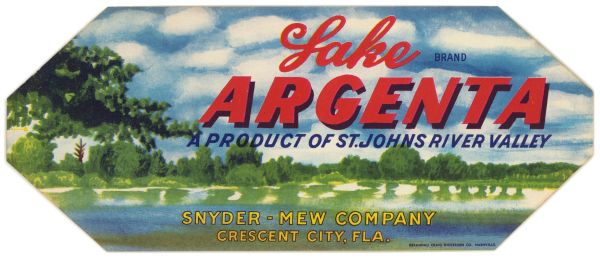 Lake Argenta Brand Produce Label