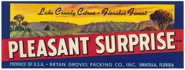 Pleasant Sunrise Brand Citrus Label