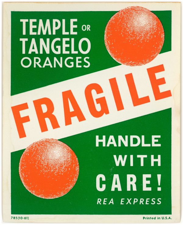 REA Express "Fragile" Oranges Label