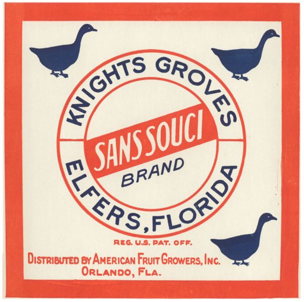 Sans Souci Brand Fruit Label