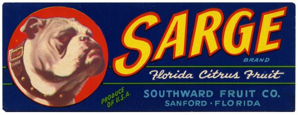 Sarge Brand Florida Citrus Fruit Label
