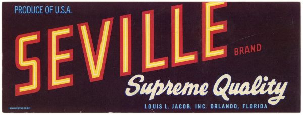 Seville Brand Produce Label