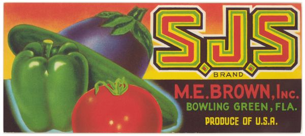 S.J.S. Brand Produce Label