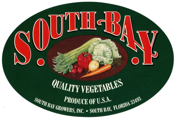 South Bay Quality Vegetables Label