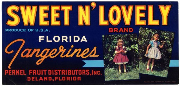 Sweet N' Lovely Brand Florida Tangerines Label