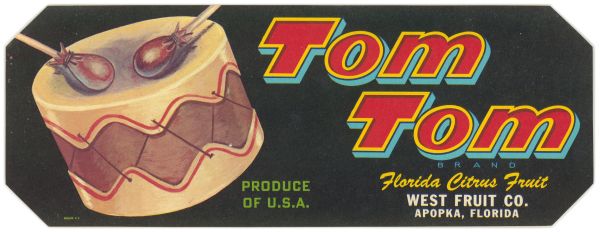 Tom Tom Brand Florida Citrus Fruit Label