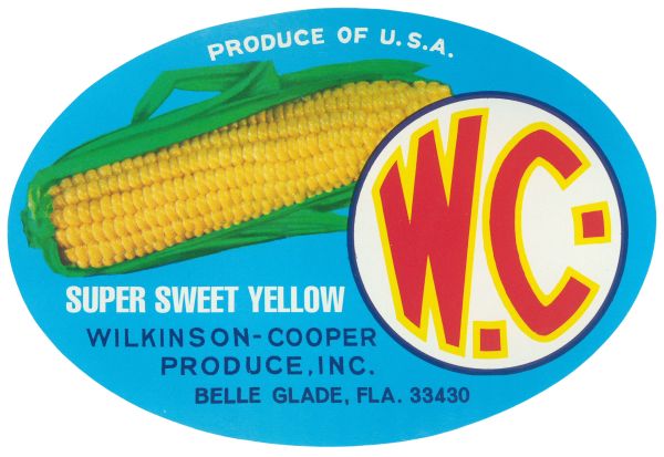 W.C. Super Sweet Yellow Corn Label